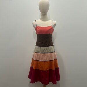 BCBGMAXAZRIA COLOR BLOCKED MIDI DRESS, SIZE 8